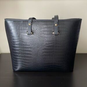 NWT H & M Black crocodile patterned tote bag